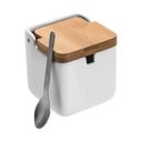 Ver imagem 1 de Saleiro P/Parede de Cerâmica com Tampa de Madeira e Colher Bianco 10X10cm Lyor Branco No Voltagev