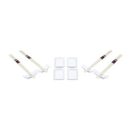 Conjunto Esteira P/Sushi 4 Molheiras Cerâmica 4 Pares Hashi Bambu - 3