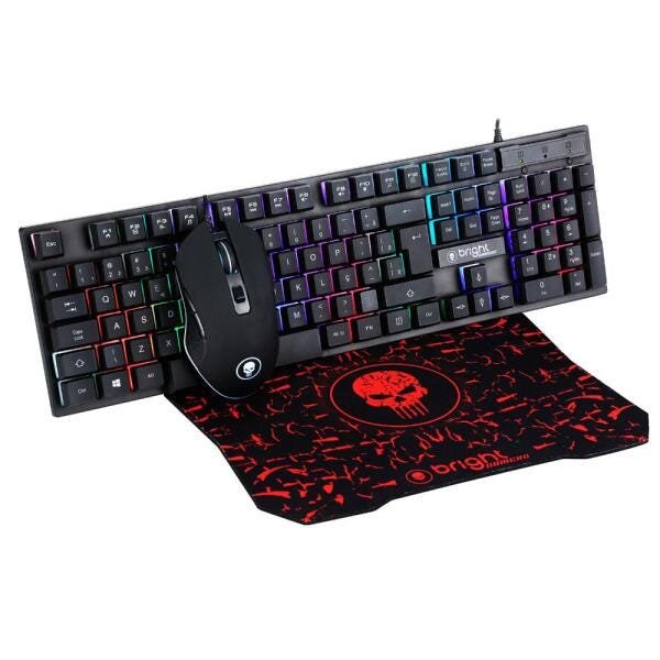 Combo Gamer Teclado Led Mouse Led e Mouse Pad Bright 542 Bright - 1