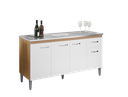 Ver imagem 4 de Balcão Gabinete P/ Pia Gabriela sem Tampo 150 Cm Ajl Móveis - Amêndoa/branco