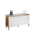 Ver imagem 4 de Balcão Gabinete P/ Pia Gabriela sem Tampo 150 Cm Ajl Móveis - Amêndoa/branco