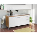Ver imagem 1 de Balcão Gabinete P/ Pia Gabriela sem Tampo 150 Cm Ajl Móveis - Amêndoa/branco