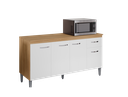 Ver imagem 3 de Balcão Gabinete P/ Pia Gabriela sem Tampo 150 Cm Ajl Móveis - Amêndoa/branco