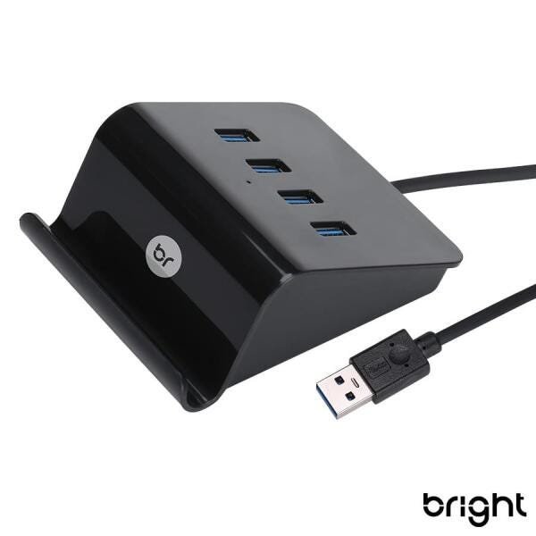 Hub e Carregador USB de Mesa 4 Portas com Suporte para Celular Preto 550 Bright - 2