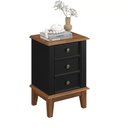 Ver imagem 1 de Mesa de Cabeceira Rústica Madeira Maciça 3 Gavetas Preto - Apaixone & Decore