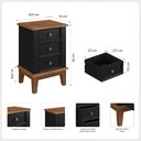 Ver imagem 4 de Mesa de Cabeceira Rústica Madeira Maciça 3 Gavetas Preto - Apaixone & Decore
