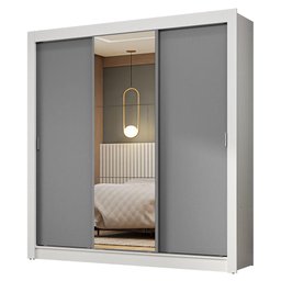 Guarda-roupa Casal 3 Portas de Correr com Espelho Branco/cinza Nobre Madesa - 2