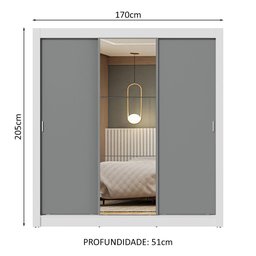 Guarda-roupa Casal 3 Portas de Correr com Espelho Branco/cinza Nobre Madesa - 3