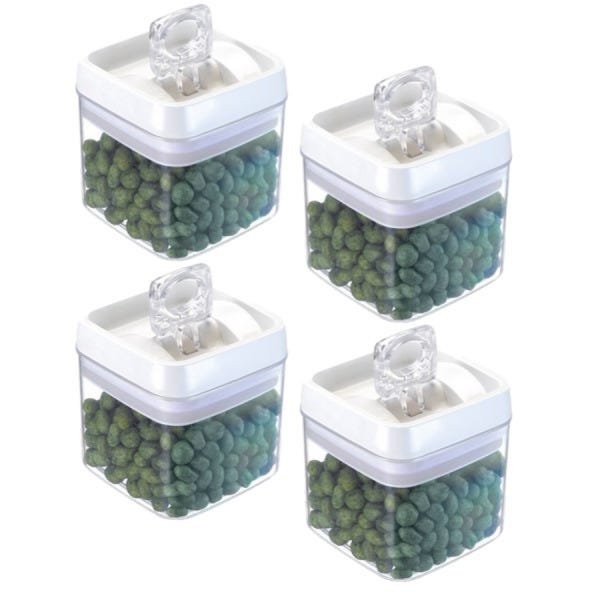 Kit 4 Potes Herméticos Acrílico Quadrado Tampa Pequeno 650ml - 1