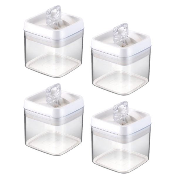 Kit 4 Potes Herméticos Acrílico Quadrado Tampa Pequeno 650ml - 2