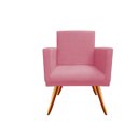 Ver imagem 1 de Poltrona Decorativa Bia Suede Rosa Pés Madeira Ms Decor
