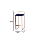 Ver imagem 2 de Banqueta Alta Decorativa Pietra em Suede com Armação Dourada - Azul Marinho