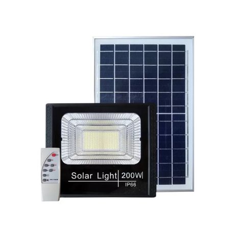 Refletor Solar 200w Led 6000k Placa Solar e Controle Remoto
