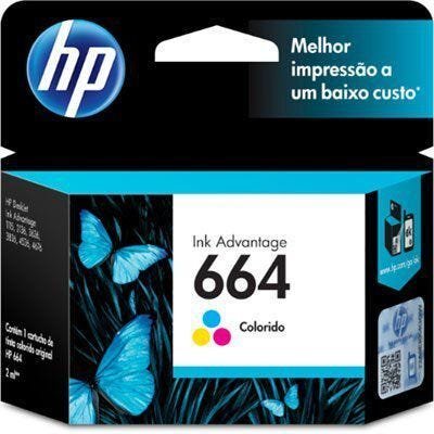Cartucho HP 664 Colorido Impressora Deskjet Ink Advantage 1115 2136 3636