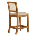 Ver imagem 3 de Banqueta Alta em Tela Sextavada Assento Estofado Linho Bege Rubi Madeira Maciça Mel