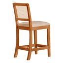 Ver imagem 3 de Banqueta Alta em Tela Sextavada Assento Estofado Linho Bege Rubi Madeira Maciça Mel