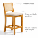 Ver imagem 7 de Banqueta Alta em Tela Sextavada Assento Estofado Linho Bege Rubi Madeira Maciça Mel