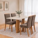 Ver imagem 1 de Conjunto Sala de Jantar Mesa Manu 120cm Tampo MDF e Vidro Canto Reto 4 Cadeiras Tainá