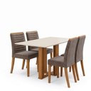 Ver imagem 2 de Conjunto Sala de Jantar Mesa Manu 120cm Tampo MDF e Vidro Canto Reto 4 Cadeiras Tainá