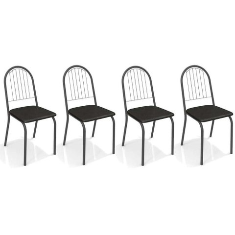 Kit 4 Cadeiras de Cozinha Noruega 2c077 4 Un Preto Fosco/courano Preto 110 - Kappesberg