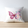 Almofada Para Sofá Sala Com Enchimento 40x40 Borboleta Flor:Branco - 3
