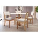 Ver imagem 2 de Mesa P/ Cozinha Elma Madeira Maciça C/ Tampo Madeirado C/ Vidro 80x120cm Carvalho/off White/vidro