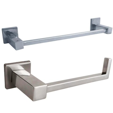 Kit Acessórios Banheiro Suporte Papel Higiênico e Toalheiro Porta Toalha 30cm Aço Inox Azaléia