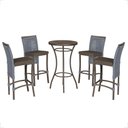Ver imagem 1 de Mesa Bistrô e 4 Banquetas Roma Marrom Corda Estofado 9 Trama Prata
