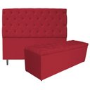 Ver imagem 1 de Kit Cabeceira Calçadeira Liverpool 160cm Queen Vermelho
