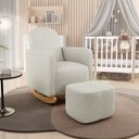 Ver imagem 1 de Poltrona de Amamentação com Balanço e Puff Orgânico Saori W01 Linho Cru - Lyam Decor