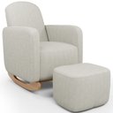 Ver imagem 2 de Poltrona de Amamentação com Balanço e Puff Orgânico Saori W01 Linho Cru - Lyam Decor