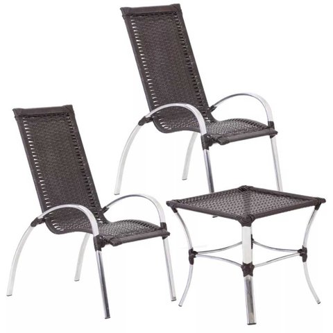2 Cadeira em Alumínio Garden e Mesa Garden para Area Piscina Varanda Trama Original