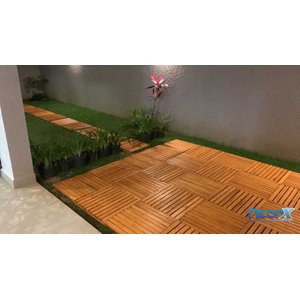 Deck de Madeira Modular 100x50cm com Pintura Neonx:osmocolor Nogueira Semi Tr