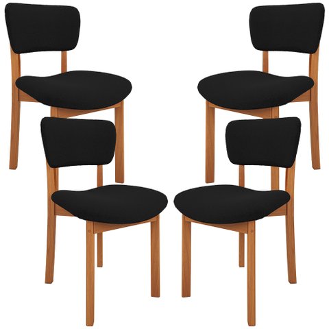 Kit 04 Cadeiras para Sala de Jantar Cozinha Living Estofada Dara L02 Bouclê Preto - Lyam Decor