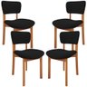 Kit 04 Cadeiras para Sala de Jantar Cozinha Living Estofada Dara L02 Bouclê Preto - Lyam Decor - 1