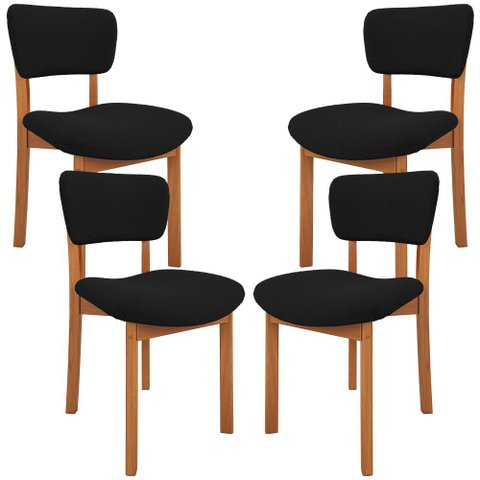 Kit 04 Cadeiras para Sala de Jantar Cozinha Living Estofada Dara L02 Bouclê Preto - Lyam Decor