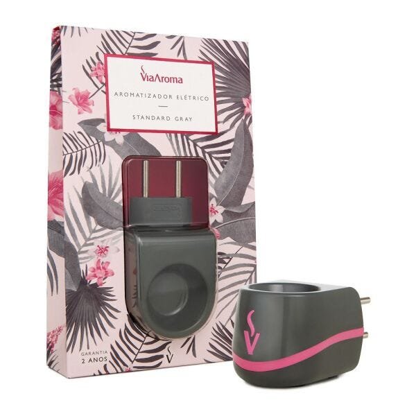 Aromatizador Difusor Elétrico Via Aroma Flores e Bolha Standard - Preto - 1