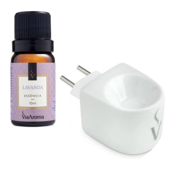 Difusor Aromatizador Elétrico de Porcelana Original Via Aroma com Essência 10ml - Capim Limão - 1