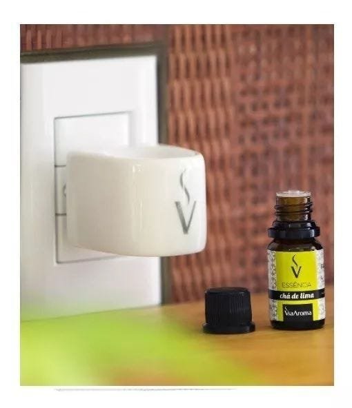 Difusor Aromatizador Elétrico de Porcelana Original Via Aroma com Essência 10ml - Capim Limão - 2