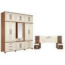 Ver imagem 1 de Guarda Roupa Casal com Cabeceira Londres Capelinha 13 Portas 7 Gavetas MDP MDF 229cm Marrom Santos