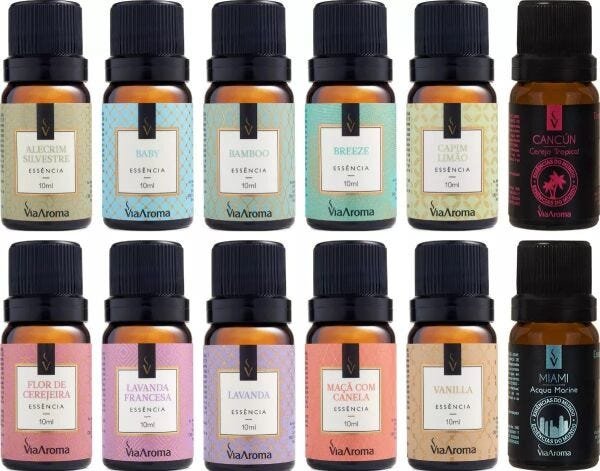 Kit 12 Essências Para Aromatizador Elétrico 10ml Via Aroma - Kit 1 - 1