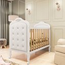 Ver imagem 1 de Berço Minicama 3 em 1 com Capitonê 100% MDF Maya Espresso Móveis Branco Brilho/Amêndoa