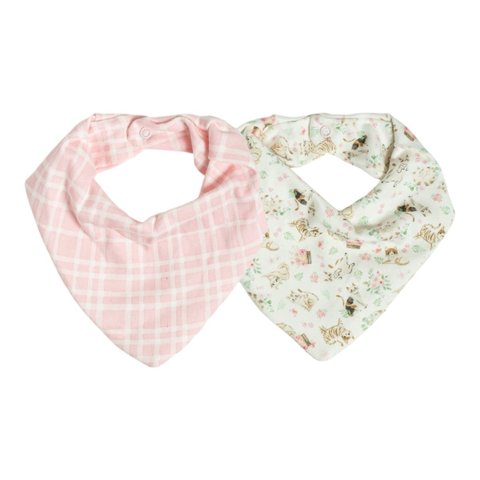 Kit com 2 Babadores Bebê Gatinhos Rosa Xadrez- Hug