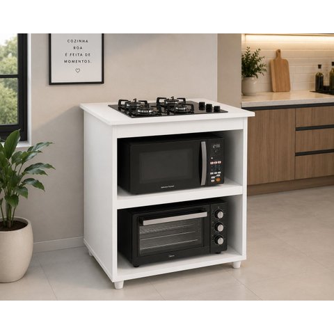 Balcão Cooktop com Abertura para 4 Bocas com Espaço para Micro-Ondas