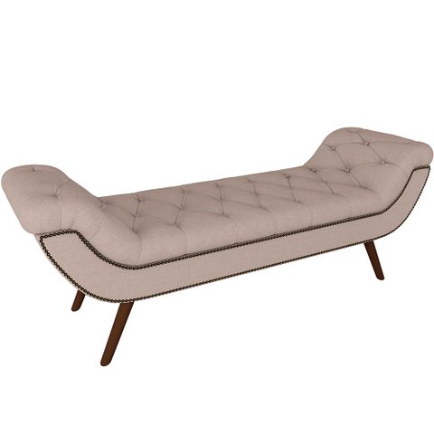 Puff Recamier Decorativo com Pés em Madeira 195 cm Itália P05 Linho Bege - Lyam Decor
