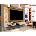 Ver imagem 1 de Painel de Tv Roma Nature de Mdf Suspenso para Sala com Nichos