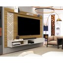 Ver imagem 1 de Painel de Tv Roma Nature de Mdf Suspenso para Sala com Nichos