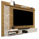 Ver imagem 4 de Painel de Tv Roma Nature de Mdf Suspenso para Sala com Nichos