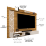 Painel de Tv Roma Nature de Mdf Suspenso para Sala com Nichos - 2