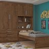 Guarda-Roupa Solteiro 4 Portas com Cama Baú Lyon e Mesa Retrátil Móveis Europa - 1